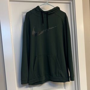 Nike Men's Dark Green Hoodie with Logo